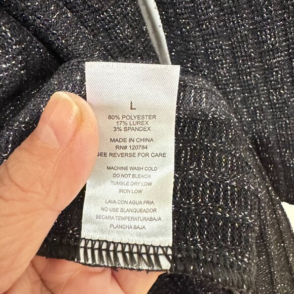 Accent Black Shimmer Metallic Cardigan | Size L | 42” Long - Picture 7 of 7